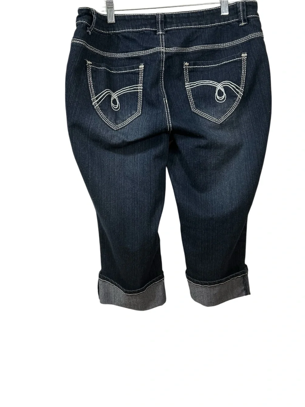 EightyEight Dark Blue Cropped Capri Jeans Contrast Stitching Cotton Spandex Sz16